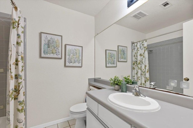 12301 Furrow Cv Unit B, Austin, TX 78753 - bathroom featuring vanity, tile patterned flooring, and curtained shower