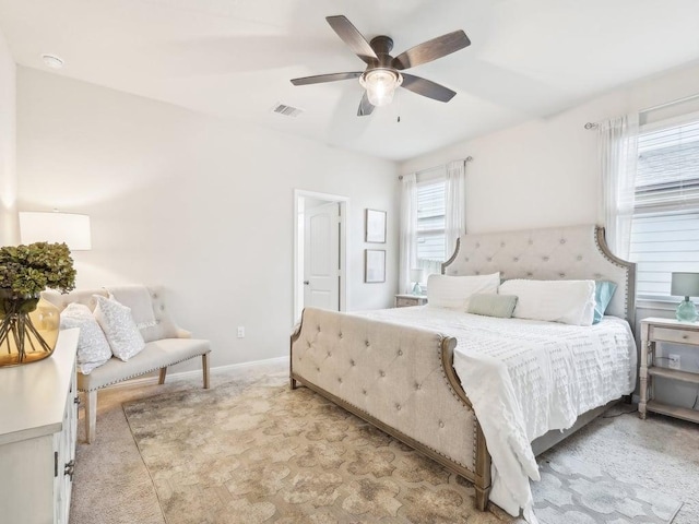 709 Bluffview Dr, Bastrop, TX 78602 - bedroom featuring light carpet and ceiling fan