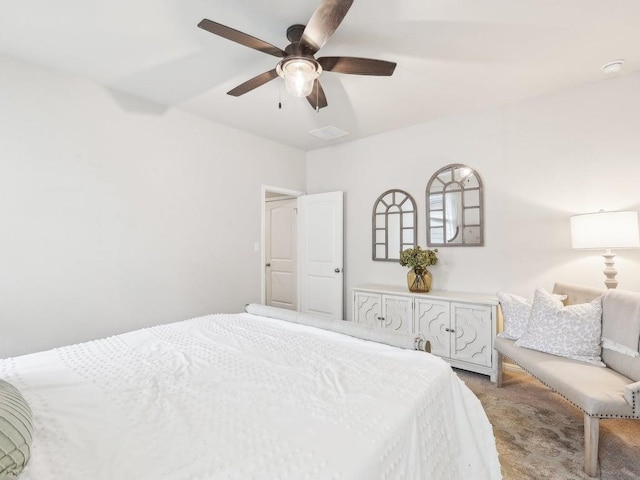 709 Bluffview Dr, Bastrop, TX 78602 - carpeted bedroom featuring ceiling fan