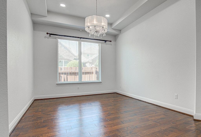 5617 Rio Chama Cv, Austin, TX 78738 - spare room with a chandelier, dark wood-style floors, baseboards, and recessed lighting