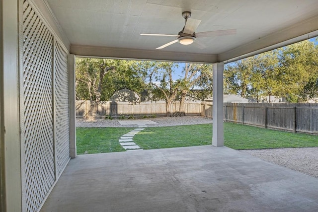 1434 Meadow Pkwy, San Marcos, TX 78666 - view of patio / terrace featuring ceiling fan and a fenced backyard