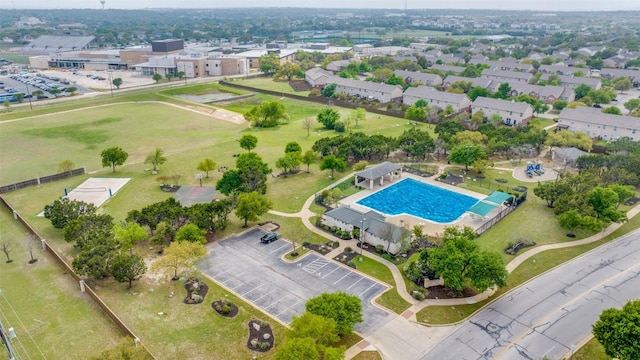 33 Verde Ranch Loop, Leander, TX 78641 - aerial view of property's location with a pool area