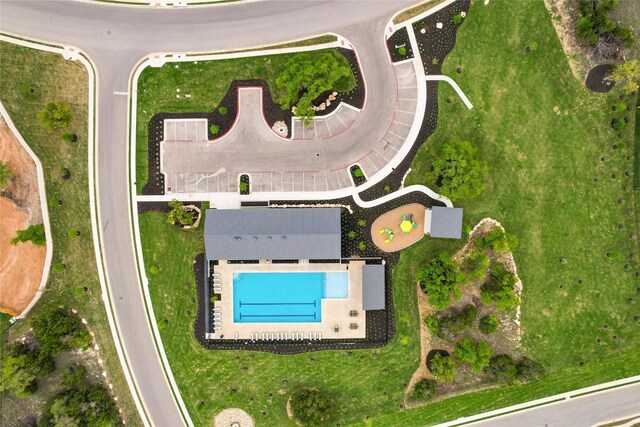 104 Trans Pecos Ct, Georgetown, TX 78628 - aerial view of property and surrounding area featuring a pool
