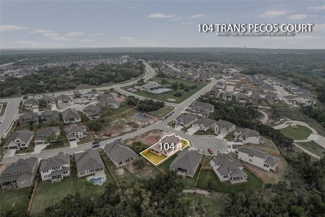 104 Trans Pecos Ct, Georgetown, TX 78628 - aerial view of property and surrounding area featuring nearby suburban area