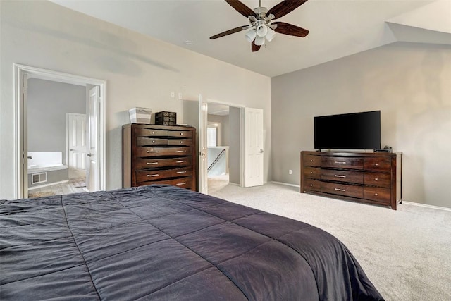 30003 Oakland Hills Dr, Georgetown, TX 78628 - carpeted bedroom featuring ensuite bath and ceiling fan
