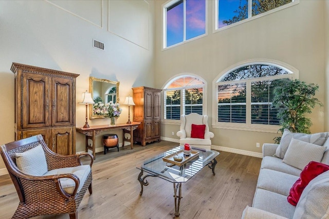 8001 Bell Mountain Dr, Austin, TX 78730 - living area with a high ceiling and light wood-style floors