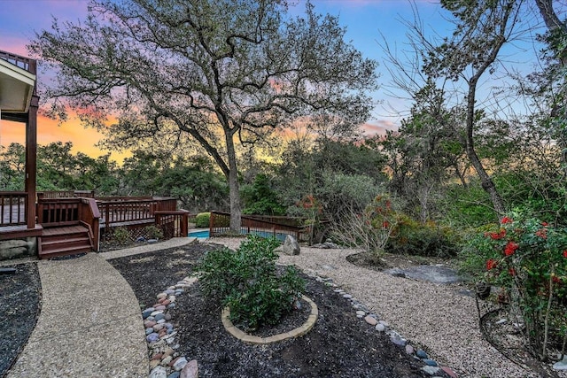 8001 Bell Mountain Dr, Austin, TX 78730 - view of yard featuring a wooden deck