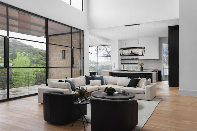 2701 Toro Canyon Rd Unit B, Austin, TX 78746 - living area featuring light wood-style floors and a high ceiling
