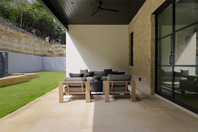 2701 Toro Canyon Rd Unit B, Austin, TX 78746 - view of patio with outdoor lounge area and a ceiling fan