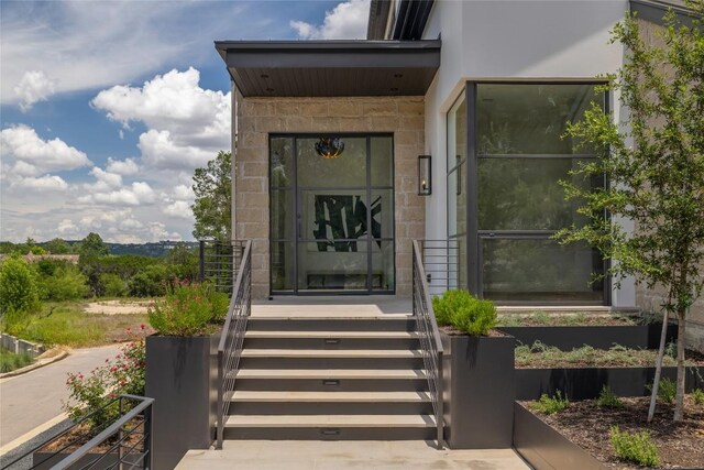 2701 Toro Canyon Rd Unit B, Austin, TX 78746 - entrance to property featuring stone siding
