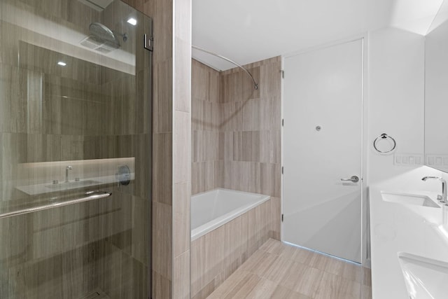313 W 17th St Unit 1605, Austin, TX 78701 - full bathroom with double vanity and tile patterned flooring