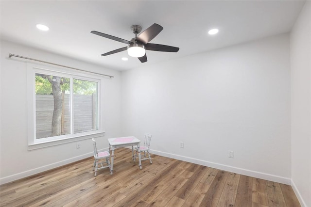 12300 Cassady Dr, Austin, TX 78727 - empty room featuring light wood finished floors, recessed lighting, and a ceiling fan