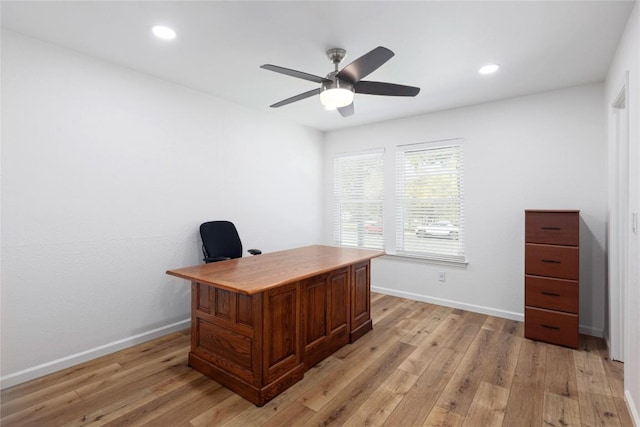 12300 Cassady Dr, Austin, TX 78727 - office featuring ceiling fan, light wood-type flooring, and recessed lighting