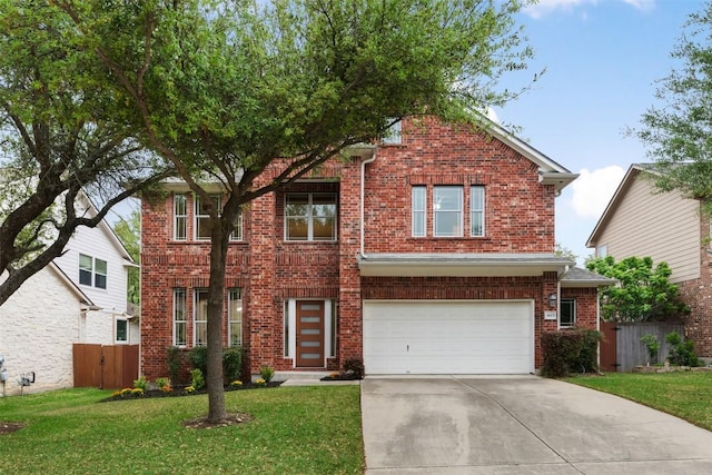 3615 Turkey Path Bnd, Cedar Park, TX 78613 - traditional home with an attached garage, concrete driveway, and brick siding