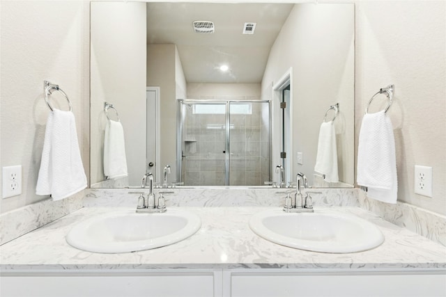 806 Vineyard Falls Rd, Austin, TX 78748 - full bathroom featuring double vanity and a stall shower