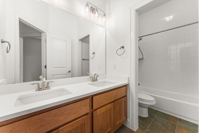 5701 Cherokee Draw Rd, Austin, TX 78738 - full bathroom with double vanity, toilet, and shower / bath combination