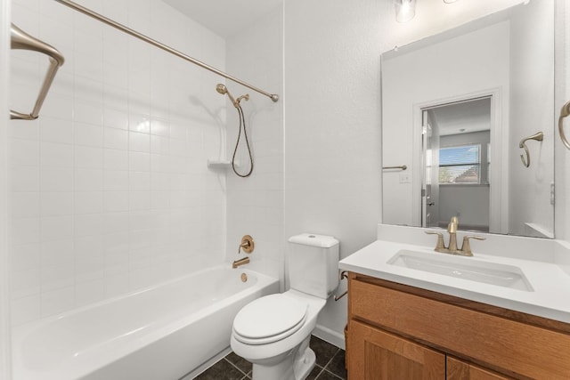 5701 Cherokee Draw Rd, Austin, TX 78738 - full bath with vanity, toilet, shower / washtub combination, and tile patterned flooring