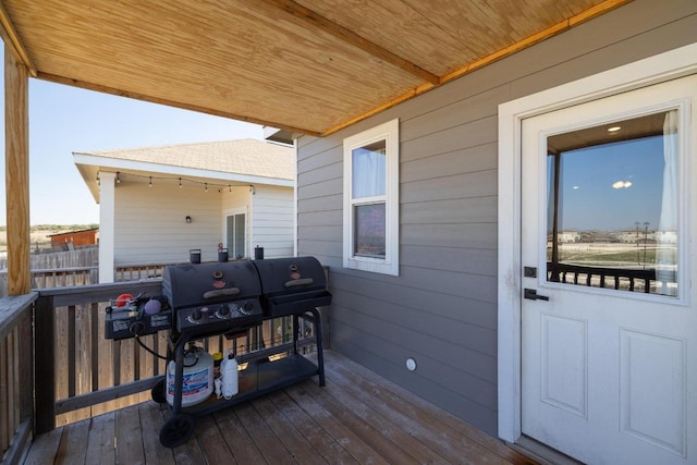 deck featuring grilling area
