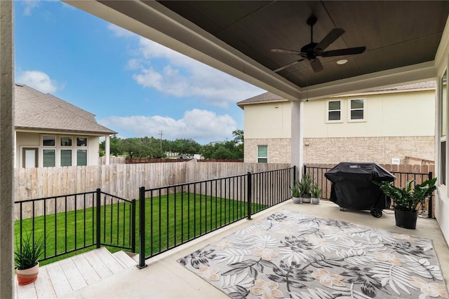 1209 Willie Ranch Way, Leander, TX 78641 - view of patio / terrace with ceiling fan and area for grilling