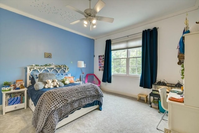 3208 Rain Dance Cv, Austin, TX 78746 - carpeted bedroom featuring crown molding and ceiling fan