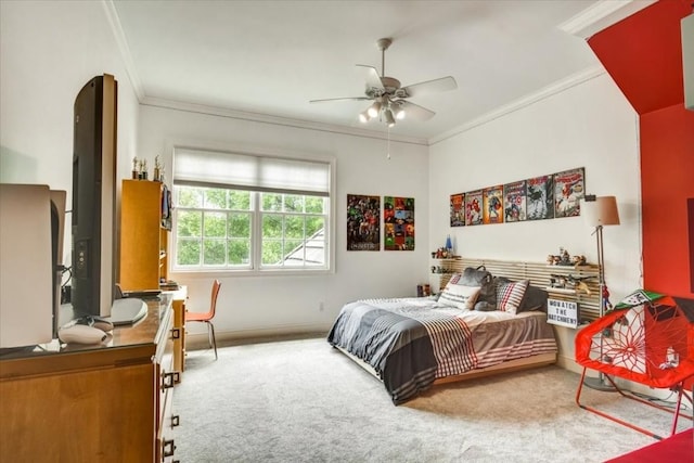 3208 Rain Dance Cv, Austin, TX 78746 - carpeted bedroom with ornamental molding and ceiling fan