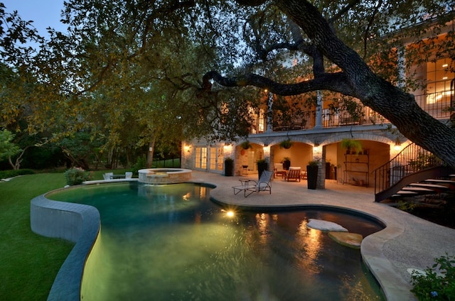 3208 Rain Dance Cv, Austin, TX 78746 - view of swimming pool featuring a patio and a pool with connected hot tub