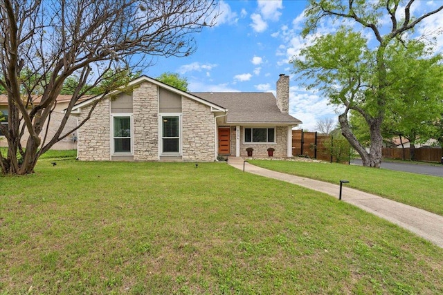 8204 Seminary Ridge Dr, Austin, TX 78745 - mid-century inspired home with stone siding and a chimney