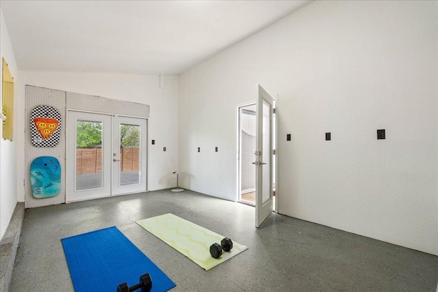 8204 Seminary Ridge Dr, Austin, TX 78745 - workout area with french doors and lofted ceiling