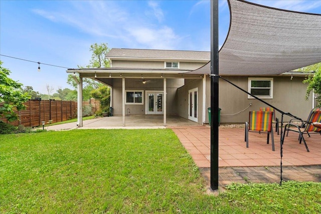 8204 Seminary Ridge Dr, Austin, TX 78745 - rear view of property featuring french doors, ceiling fan, and a patio area