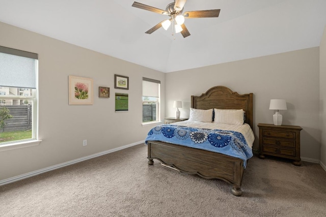 608 Roaming Dr, Hutto, TX 78634 - carpeted bedroom with lofted ceiling and a ceiling fan
