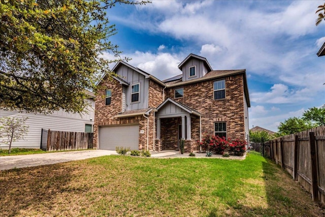 109 Pine Is, Leander, TX 78641 - craftsman-style house featuring concrete driveway, a garage, board and batten siding, and brick siding