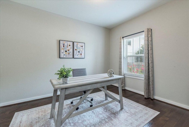 109 Pine Is, Leander, TX 78641 - home office featuring baseboards and dark wood-style flooring