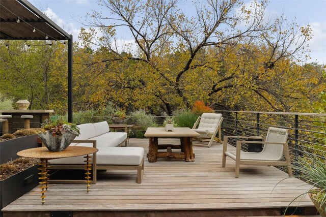 2700 Stratford Dr, Austin, TX 78746 - wooden deck featuring an outdoor living space