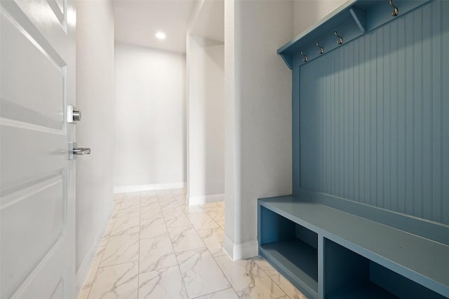 2421 High Lonesome, Leander, TX 78641 - mudroom with baseboards, recessed lighting, and marble finish floor