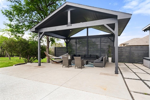 2421 High Lonesome, Leander, TX 78641 - view of patio featuring a gazebo, fence, and an outdoor hangout area