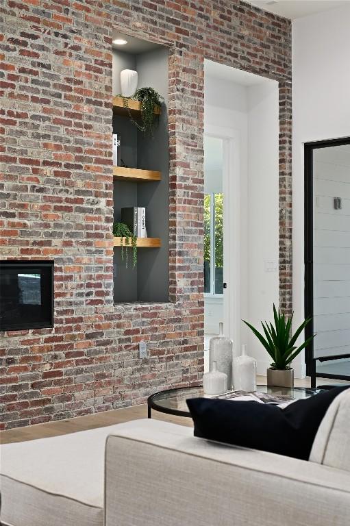 3004 Ray Wood Dr, Austin, TX 78704 - living room with brick wall