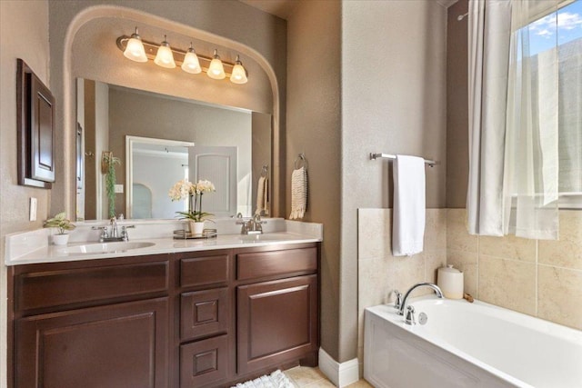 2608 Lightfoot Trl, Austin, TX 78745 - full bath with double vanity and a bath