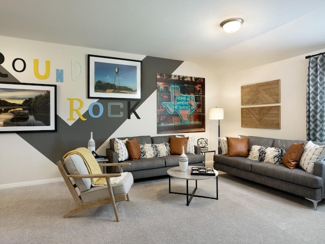 1850 Settlers Glen Dr Unit 601, Round Rock, TX 78665 - carpeted living room with baseboards and vaulted ceiling