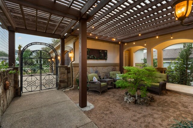 15086 Barrie Dr, Austin, TX 78734 - view of patio / terrace featuring a pergola and a gate