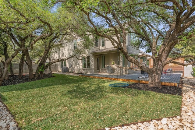 1213 Silver Dollar Trl, Georgetown, TX 78628 - view of front of home with a front yard and a deck