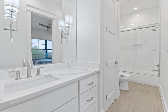 108 Fishspear Ln, Georgetown, TX 78628 - full bath with toilet, vanity, shower / bathtub combination, and recessed lighting