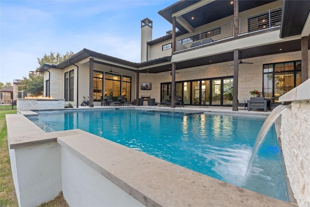 108 Fishspear Ln, Georgetown, TX 78628 - outdoor pool with a patio and ceiling fan