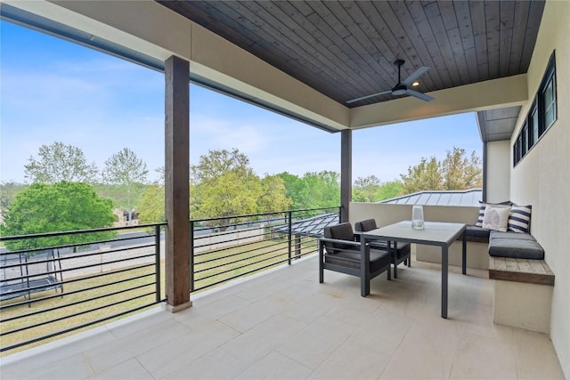 108 Fishspear Ln, Georgetown, TX 78628 - view of patio / terrace with a ceiling fan, a balcony, and an outdoor hangout area