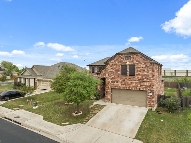 30336 Tiger Woods Dr, Georgetown, TX 78628 - view of front of property featuring an attached garage, concrete driveway, brick siding, and a shingled roof