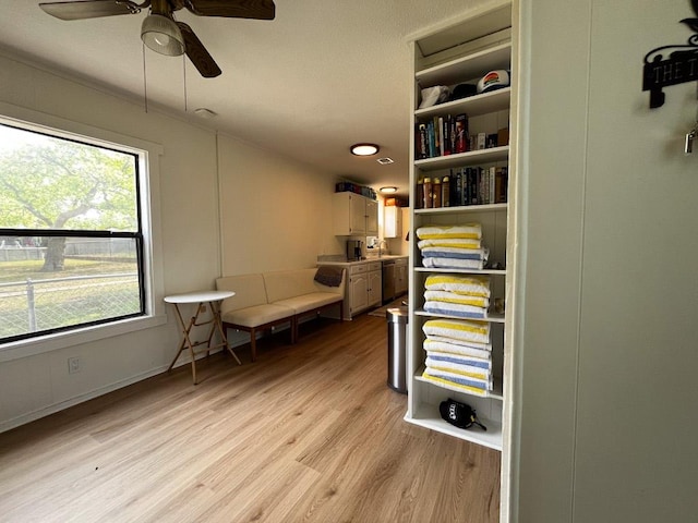 421 E Briarway Dr, Marble Falls, TX 78654 - office with light wood-style floors and a ceiling fan