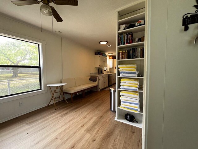 421 E Briarway Dr, Marble Falls, TX 78654 - office with light wood-style floors and ceiling fan