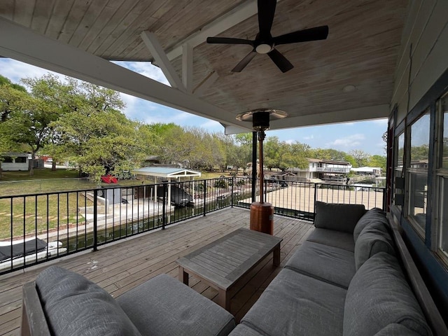 421 E Briarway Dr, Marble Falls, TX 78654 - deck with an outdoor living space and ceiling fan