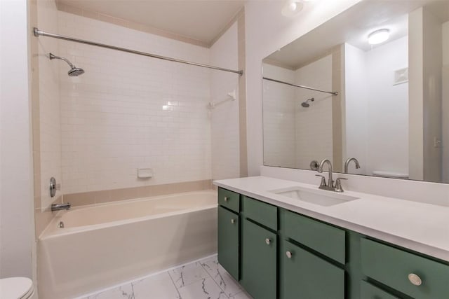 1201 Grove Blvd Unit 702, Austin, TX 78741 - full bath featuring shower / washtub combination, toilet, marble look tile flooring, and vanity