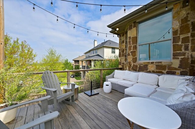 7721 Journeyville Dr, Austin, TX 78735 - wooden deck featuring an outdoor living space