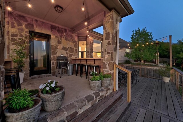 7721 Journeyville Dr, Austin, TX 78735 - wooden terrace with a grill